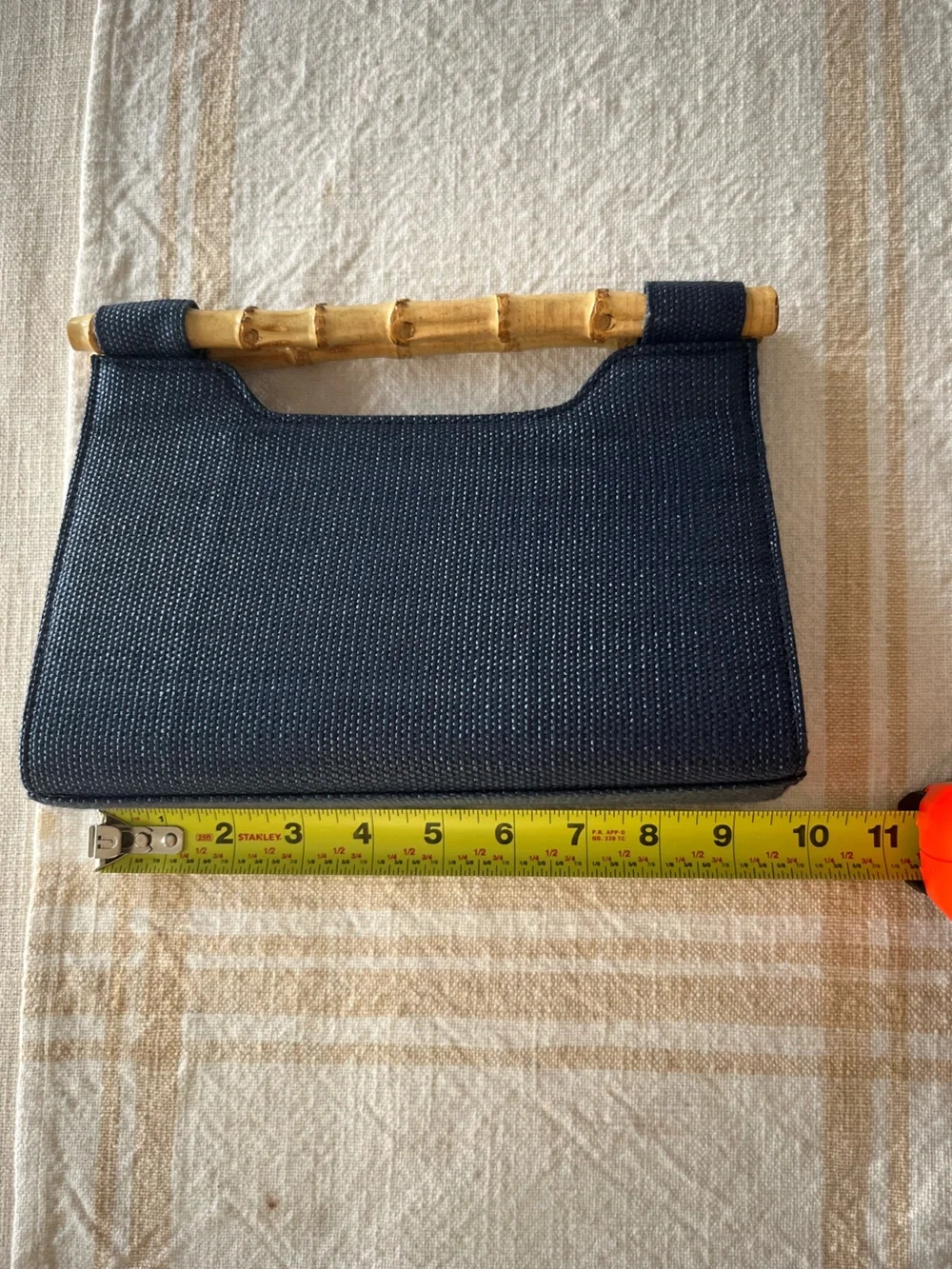 Lisi Lerch Navy Blue Bamboo-Handle Women’s Handbag Clutch
